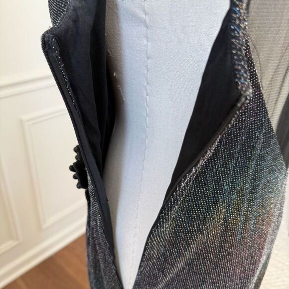 Gygess Rainbow Ombre Pixellated Shimmer Down Illusion Neck Plunging Back 44 12 - Picture 8 of 10